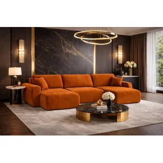 kaiser möbel Ecksofa U-Form Veloursstoff 3-Sitzer Braun