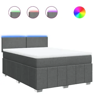 vidaXL Boxspringbett mit Matratze Dunkelgrau 140x200 cm Stoff - Grau