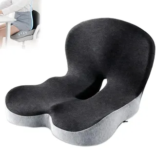 Weciau Orthopädisches Sitzkissen mit Rückenlehne, Ergonomisches Sitzkissen mit Memory Foam, Steißbeinkissen für Bietet Rückenstütze und Lindert Ermüdung, Rutschfester Stuhlkissen für Bürostuhl & Auto