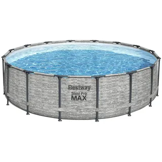 BESTWAY Steel Pro Max Frame Pool Set 488 x 122 cm steinwandoptik
