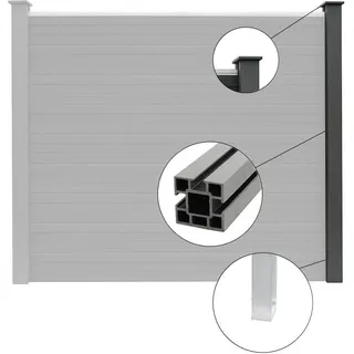 WPC Pfosten für Sichtschutzzaun Sichtschutz V2, silber, H 185 cm - Dunkelgrau