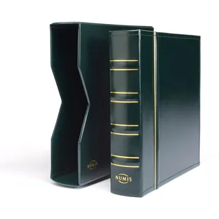 Leuchtturm Münzalbum Numis Classic inkl. Schutzkassette & 5 Hüllen für Münzen mit Ø 44, 34, 25, 17 mm - grün