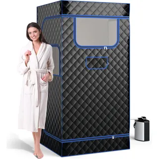 COSTWAY Tragbare Dampfsauna für Zuhause, Ganzkörpersaunabox mit 3-Liter-Dampfgenerator, leichtes Saunazelt für 1 Person, 91*91*183 cm