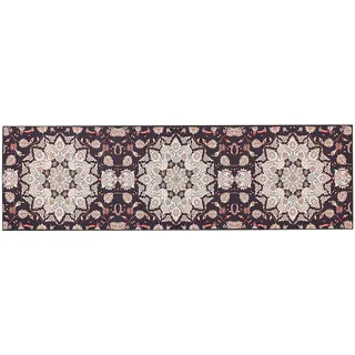 Beliani Kurzflor-Teppich Schwarz 60/200 cm Aritas , Schwarz, Rot, Beige , Textil , Rechteckig , 60x200 cm , Teppiche und Böden, Teppiche