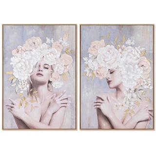 Home ESPRIT Modernes Blumenbild, 70 x 3,5 x 100 cm, 2 Stück