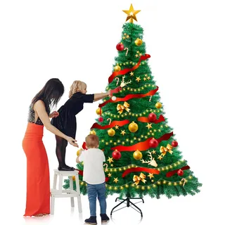 Likorlove Weihnachtsbaum 210cm PVC künstlich mit 800 Spitzen, Schnellaufbau Klappsystem, Schwer Entflammbar, Unechter Grün Tannenbaum inkl Christbaum Ständer