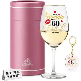 CROWNLY CRYSTAL® Weinglas Mit Gravur Geschenke Zum 60 Geburtstag Frau Personalisierte Geschenke Deko 60 Geburtstag Schwester Mutter