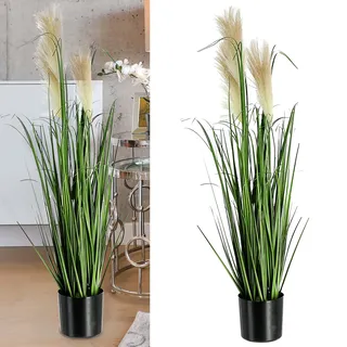 Cepewa Kunstpflanze Wildgras im Topf │Höhe 85cm │Pampasgras mit Wedeln │Kunstgras Ziergras