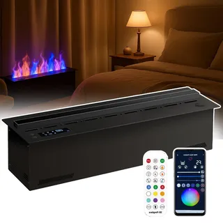 3D-Wasserdampfkamin, wasserdampf Kamin (150cm/59in) | Flamme In 9 Farben Einstellbar|3D-Simulierte Flamme–Berührbarer Wassernebel,Einbau-Dampfkamin Mit Fernbedienung/App-Steuerung