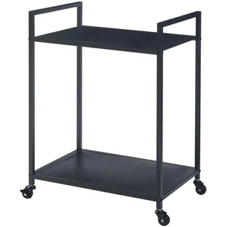 [en.casa] Servierwagen Lesja , Schwarz , Metall , Rechteckig , 50x68.5x36 cm , Esszimmer, Servierwagen