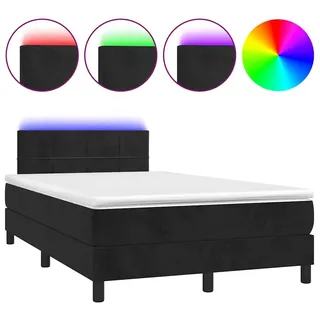 vidaXL Boxspringbett mit Matratze & LED Schwarz 120x200 cm Samt - Schwarz