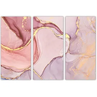 AREDE 3er Set Wandkunst Gemälde Bild Poster " Rosa Marmorstruktur" | 90 x 60 cm | Wandbilder Wanddekoration Home Office Wohnzimmer Schlafzimmer Dekoration | Fertig zum Aufhängen