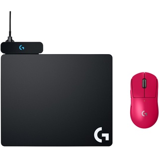 Logitech G PRO X Superlight 2 Lightspeed Kabellose Gaming-Maus + Logitech G POWERPLAY kabelloses Ladesystem, Stoff- & Kunststoff Gaming-Mauspads, PC, Mac, Magenta