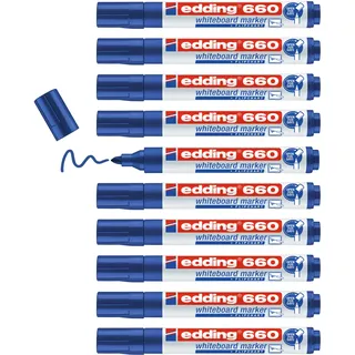 edding 660 Whiteboardmarker - blau - 10 Whiteboard Stifte - Rundspitze 1,5-3 mm - Boardmarker abwischbar - für Whiteboard, Flipchart, Magnettafel, Pinnwand, Memoboard - Sketchnotes - nachfüllbar