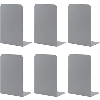 MSDADA Buchstützen aus Metall L, 102x203x135mm, 3 Paar CD Buchständer Kinder, Bücherregal für Schule Zuhause Büro Bibliothek Decorative(Grau)