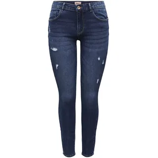 ONLY Damen Onldaisy Reg Push Up Sk ANK Dest DNM Box Jeans, Dark Blue Denim, 30W / 34L EU