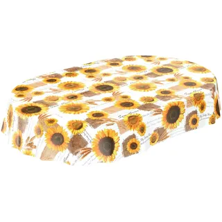 ANRO Tischdecke Wachstuchtischdecke Oval 180 x 140 cm Gelb