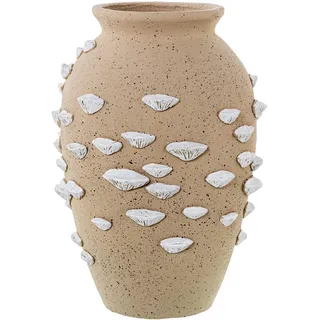 DRW Bodenvase aus Keramik mit Dekor aus Keramikschalen aus Natur, 29 x 29 x 40 cm