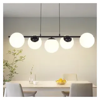 ZMH Pendelleuchte Glas Esstisch Hängeleuchte Schwarz Hängelampe E27 5 Flammig 150CM Höhenverstellbar Kreative für Esszimmer Wohnzimmer Bartheke I ohne Leuchtmittel - Schwarz
