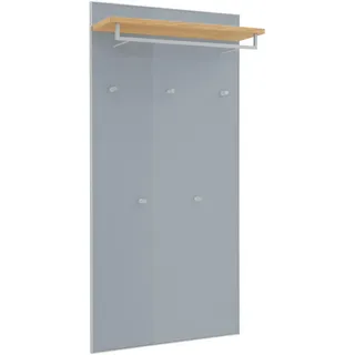 Novel Garderobenpaneel , Grau, Eichefarben , Holz, Glas, Holzwerkstoff , Balkeneiche , furniert , 80x170x27 cm , Goldenes M, Made in Germany, DGM-Klimapakt , Aufhängemöglichkeit, Hutablage, Kleiderstange , Garderobe, Garderoben-Sets & Garderoben-Serien, Garderoben-Serien