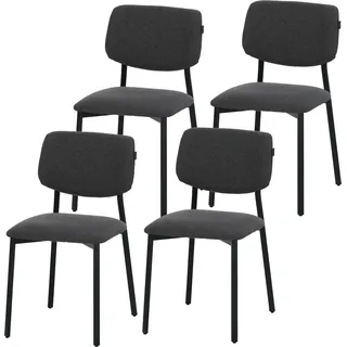 RAVINO Designerstuhl A21– 4er Set Esszimmerstuhl gepolstert mit Stoffbezug, moderner Küchenstuhl mit Rückenlehne, Stuhl, belastbar bis 110 kg– Grau - Grau