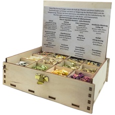 Räucherbox Geschenkbox mit 12 Sorten Räuchermischungen Schutz & Selbstvertrauen, 14 x 10 x 4 cm