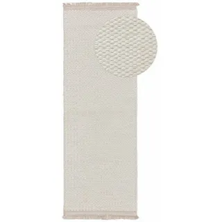 benuta Wollteppich Lana, rechteckig, Höhe: 5 mm, Wolle, handgewebt, Uni, Hygge & Cozy, Flur / Diele,Schlafzimmer weiß 70 cm x 200 cm x 5 mm