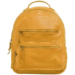 Cityrucksack CLUTY, Damen, Gr. B/H/T: 27cm x 24cm x 6cm, onesize, gelb, Leder, Rindsleder, unifarben, Rucksäcke Cityrucksack, echt Leder, Made in Italy