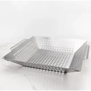 Just BBQ Grillschale Edelstahl 34x30,6cm - Wiederverwendbarer Grillkorb
