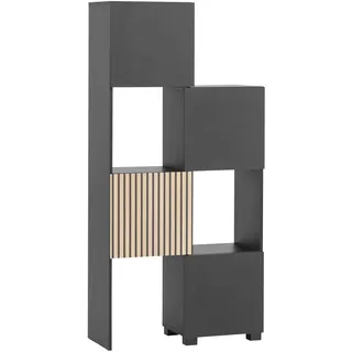 Schildmeyer Alexa Schieberegal 701943, Schwarzmatt/Akustikpaneel Dekor, 44,8-76,0 x 33,1 x 165,1 cm