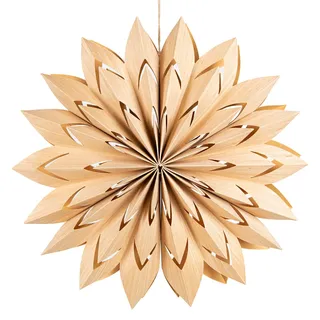 Logbuch-Verlag Stern Blume aus Papier Holz-Optik Natur Papierstern Fenster Schaufenster Landhaus Deko Ganzjahr Herbst Weihnachten Ø 40 cm