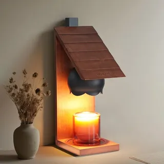 VXUNLIOR Holz Kerzenwärmer Hüttenform - Wandmontierter Duftwachsschmelzer im Landhausstil, flammenlose Wärmequelle als dekorative Nachttischlampe für Wohnzimmer, Schlafzimmer, Neubezug