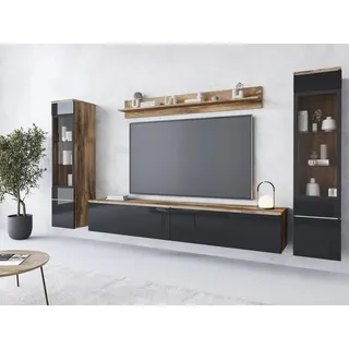 Home Affaire Wohnwand "VERA (Set 4-St) votan eichefarben schwarz hochglanz),