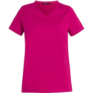 Ulla Popken Damen große Größen Übergrößen Plus Size Funktionsshirt, antibakteriell, V-Ausschnitt, Halbarm Magenta 50+ 810781810-50+