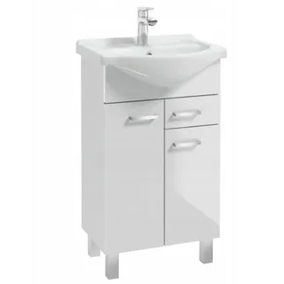 Stamar | Badmöbel mit Waschbecken, 50 cm, Schublade Lack Metallgriffe - Weiß