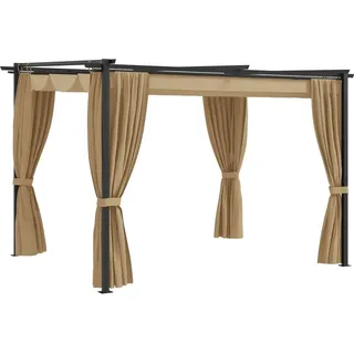 vidaXL Pavillon mit Vorhängen 3x3 m Taupe Stahl - Taupe