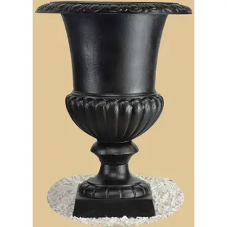 Amphore Gusseisen 42cm, Pflanzpokal, Pflanzamphore, Gartenamphore, Krater Vase - Antik Schwarz - Höhe:42cm, Breite:32cm