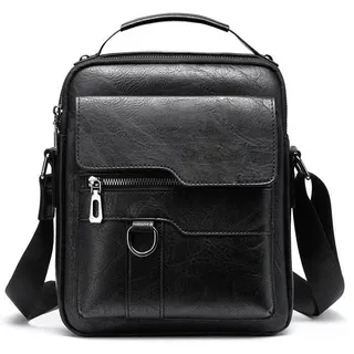 deForde Herren Schultertaschen Kunstleder Citytaschen Businesstasche 1846 Schwarz - Schwarz