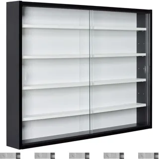 Interlink Inter Link - Sammlervitrine - Hängevitrine - Wandregal - Glasvitrine - Wandvitrine - Hängeregal - Schaukasten - MDF - Schwarz/Weiß (80x60x9.5 cm) Collecty Schwarz