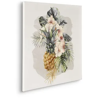 Komar Keilrahmenbild im Echtholzrahmen - Ananas Mûr - Größe 60 x 60 cm - Wandbild, Kunstdruck, Wanddekoration, Design, Wohnzimmer, Schlafzimmer