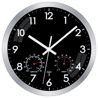 Epochic Wanduhr Funk mit Temperaturanzeige Küchenuhr Batteriebetrieben 25cm