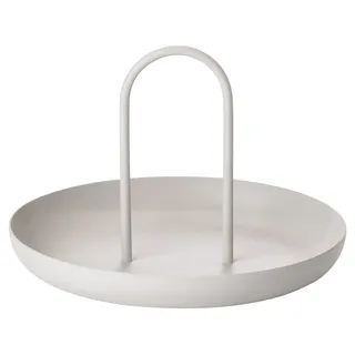 Zone Denmark Singles Serviertablett, Tablett aus matt lackiertem Metall, rundes Tablett mit Handgriff, 20 cm im Durchmesser, Warm Grey (Grau)