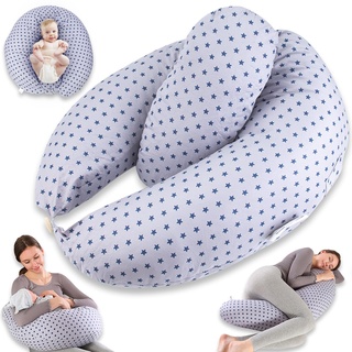 Chilling Home 2 in 1 Stillkissen XXL Schwangerschaftskissen Seitenschläferkissen für Baby,Pregnancy Pillow mit Innenkissen and Baumwoll Stillkissenbezug,Kissen Schwangerschaft Stillkissen(Blau)