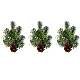 Creativ green Winterliche Kunstpflanze »Weihnachtsdeko«, Zweig mit Zapfen, 3er-Set, grün