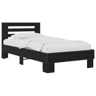 vidaXL Bettgestell mit Kopfteil Schwarze Eiche 80 x 200 cm - Schwarz