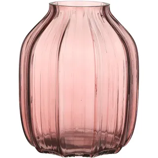 JAKY Global Große rosa Vase, Glas-Blumenvase, H-20 cm hoch, Glasvasen für Blumen, elegante Heimdekoration, Tischdekoration für Bauernhaus und Büro (Rosa, 20 cm)