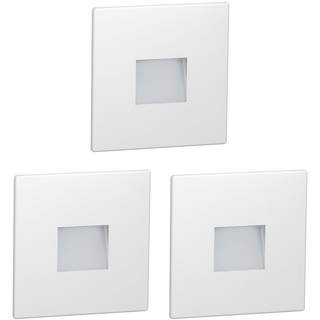 ledscom.de 3 Stück LED Treppenlicht/Wandeinbauleuchte FOW für innen und außen, Downlight, eckig, 85 x 85mm, kaltweiß