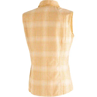 Funktionsbluse MAIER SPORTS "Paloma", Damen, Gr. 48, gelb (sonnengelb), 85% Polyester, 15% Viscose, Blusen Funktionsbluse, ärmellose Damen Bluse, sommerliches Blusen-Shirt, Karobluse, Reg. Fit