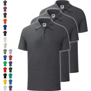 3er Pack Fruit of the Loom Iconic Polo, Farbe:royal, Größe:3XL - Blau