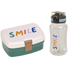 Bild Brotdose & Trinkflasche Set - Lunch Set mit Lunchbox und Trinkflasche (460 ml)/Little Gang Smile milky/ocean green